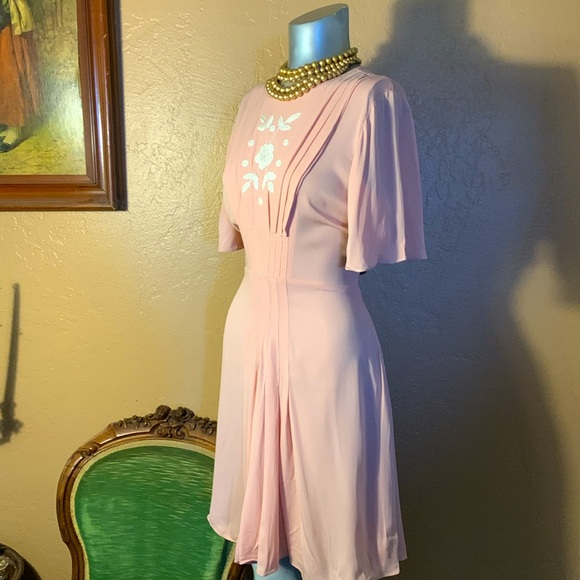 NWT By Timo Anthropologie Blush Pink Embroidered Dress.  Sz S - Picture 3 of 5